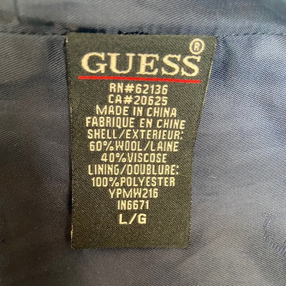 Guess pea coat with crushed velvet lapels - sz large - Picture 10 of 10
